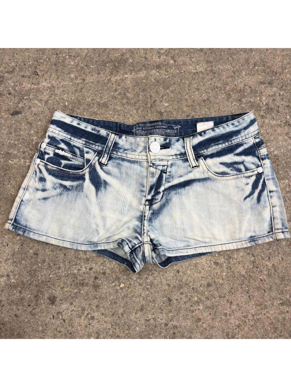 Vintage Y2K Low Rise Denim Micro Shorts ONLY Bleach Wash